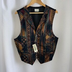Miller Men’s Vintage Patterned Waistcoat 1990 boho hippie‎ size Large